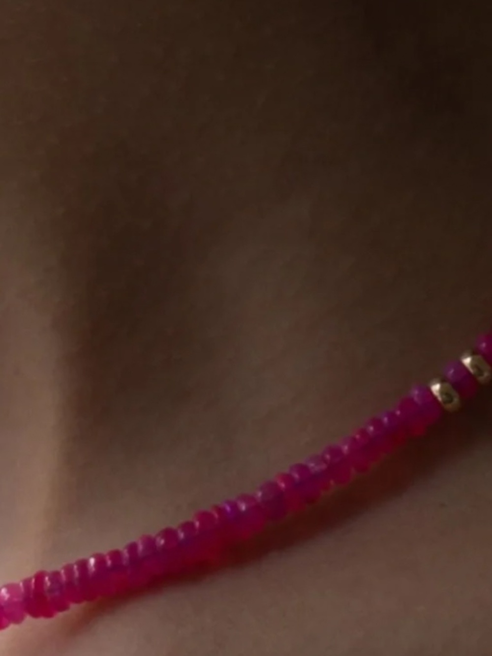 Vivien Frank Neon Pink Gemstone Beaded Necklace 14K Gold Filled - Picture 9 of 9